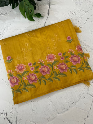 Art tussar saree with embroidery MST677