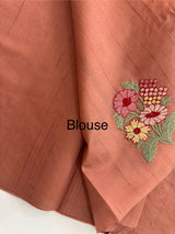 Blended tussar silk saree with embroidery - MS90654 Peach