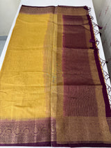 Jute silk sarees with contrast pallu & blouse MJL396