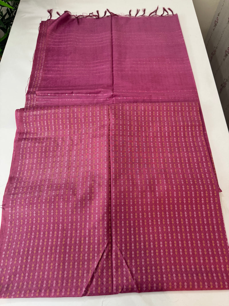 Semi tussar saree with thread work SBHMSH Pink