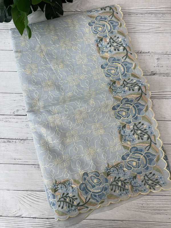 Phulkari NetKota embroidery saree - MSH126 PowderBlue