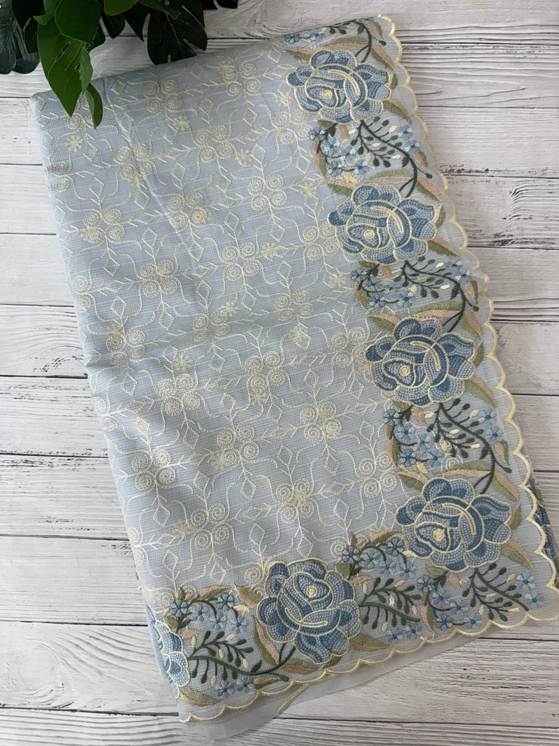 Phulkari NetKota embroidery saree - MSH126 PowderBlue