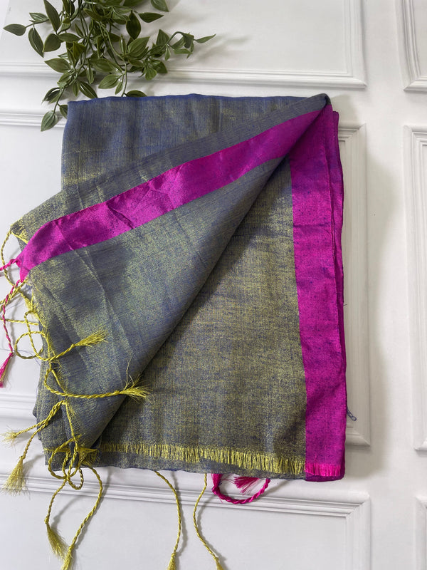 Tissue silk saree with contrast border MTSG78