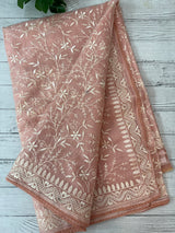 Netkota saree with chikankari embriodery work saree  MS11979 Peach