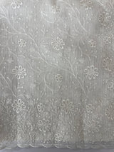 Premium Kota Moonga checks saree with embriodery MSH277 - White(3)