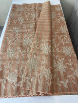 Tissue Silk applique work saree MSH133 Design 2- Peach