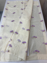 Mul chanderi saree with embriodery MSH114- Lavender flowers