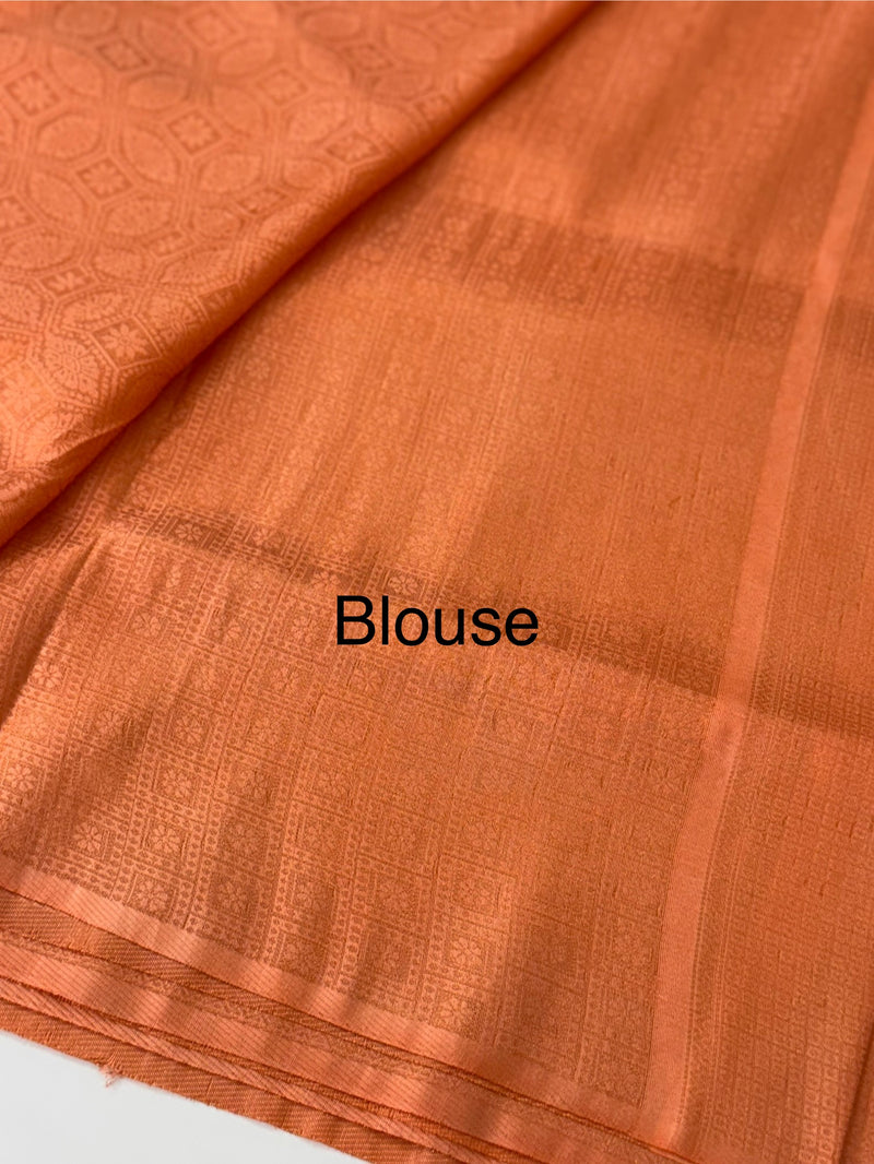 Brocade soft silk saree in copper zari weaving  MS6771