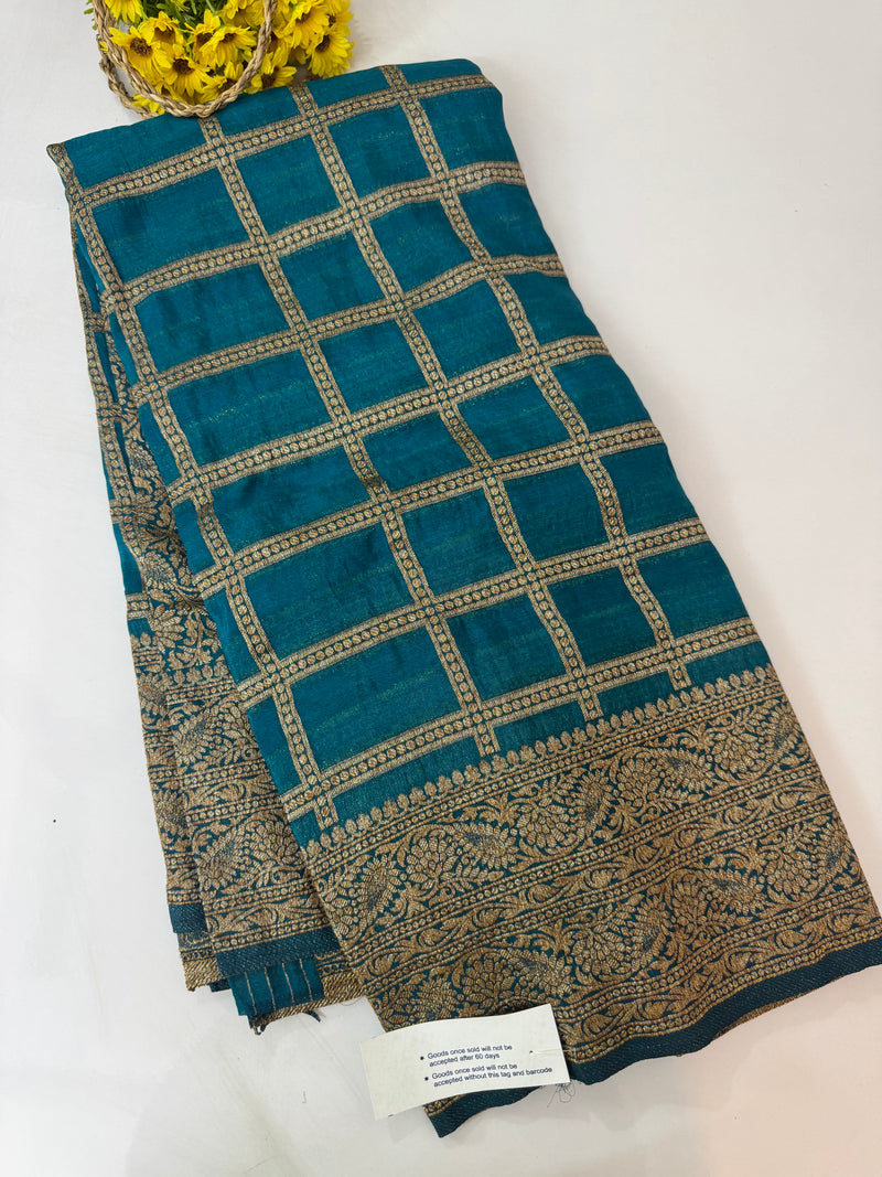 Semi banarasi Khaddi Georgette saree - MS1498 TealBlue