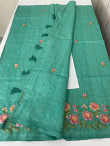 Art tussar saree with embroidery MST677