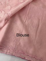 Mul chanderi applique work saree  MSH146 PastelPeachy Pink