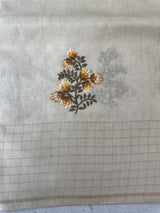Blended tussar saree with embriodery - MS8667 PearlCream