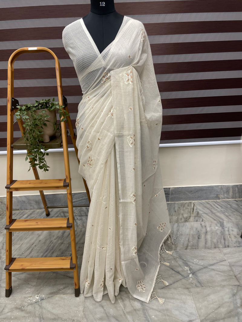 Chanderi viscose silk saree with embriodery FSF38