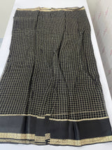 Crepe chiffon georgette saree with checks MS40097 BLACK