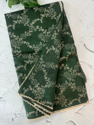 Blended tussar silk saree with embroidery- MSH158 BottleGreen