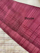 Blended tussar saree with kanta embriodery and appliqué work- MBTS99