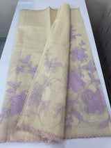 Moonga checks saree with Applique work  MSH160 - Cream & Lavender