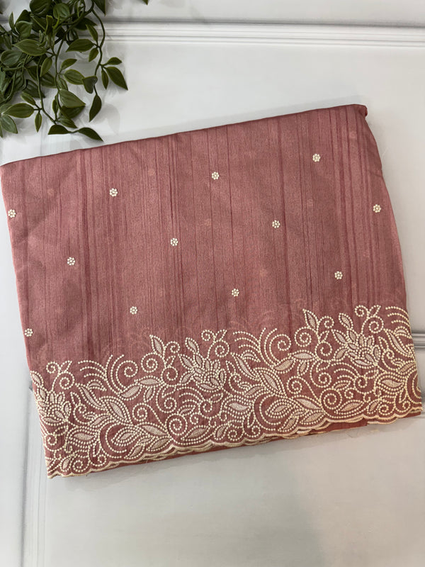 Embroidered Crepe semi tussar silk saree- MSS731