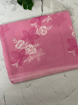 Kota checks saree with embroidery MS7699 - Pink