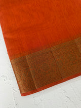 Jute silk saree with antique zari weaving MJL399- Orange
