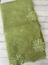 Crush Organza saree MSK5463- PistaGreen