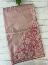 Soft silk saree with cutwork on pallu - MSR908 Dusky Pink
