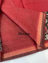 Soft semi Chanderi saree with zari border MS9871 Maroon & Black
