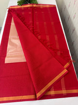 Mangalagiri Silk Cotton Saree with zari checks MS90321 Red