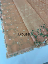 Phulkari NetKota embroidery saree - MPKS905 Peach