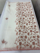 Soft Kota Applique work saree  MSH148 - White to Peach