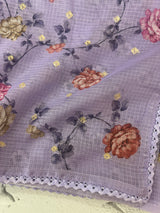 Kota silk saree with digital prints and embroidery MSH155- Lavender