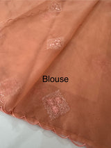 Organza saree with embroidery - MSH375 Peach