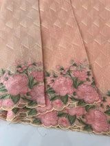 Phulkari NetKota embroidery saree - MPKS905 PeachPink