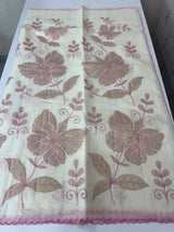 Mul chanderi tissue applique work saree MSH177