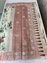 Chanderi digital printed saree with chikankari embriodery MSH171