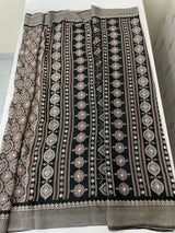 Semi modal silk saree with mirror work - MMB501 Black