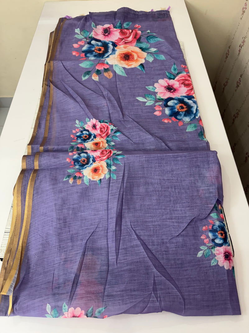 Digital printed semi Linen Saree MLS615- 21