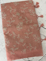 Tissue chanderi saree with applique work MSH699 - PeachPink