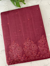 Crushed Matka Blended Tussar silk saree with embroidery MS4890- Burgundy