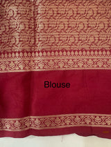 Semi silk saree with checks zari weaving  MS81543: Orange to MaroonRed