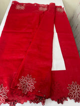 Crush Organza saree MSK5463- Red