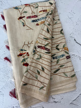 Blended tussar silk saree with hand kanta work - MS14855