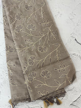 Tussar finish soft silk saree with thread embroidery MTS569