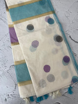 Semi chanderi saree with multi color polka dots- MSF334