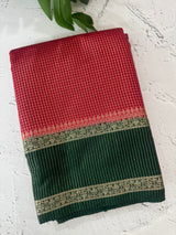 Semi silk saree with checks zari weaving  MS81543