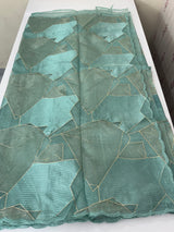 Glass organza saree with thread work- MOS330 Aquagreen