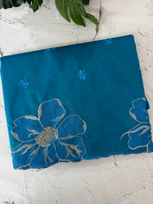 Organza saree with embroidery borders MOS4765 Blue