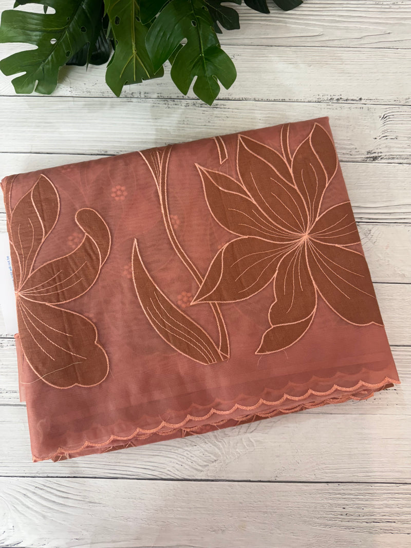 Semi organza saree with appliqué work - MSH906 DuskyPeach