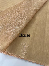 Tissue Silk applique work saree MSH120 Peach