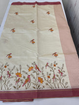 Blended tussar silk saree with embroidery- MSH490